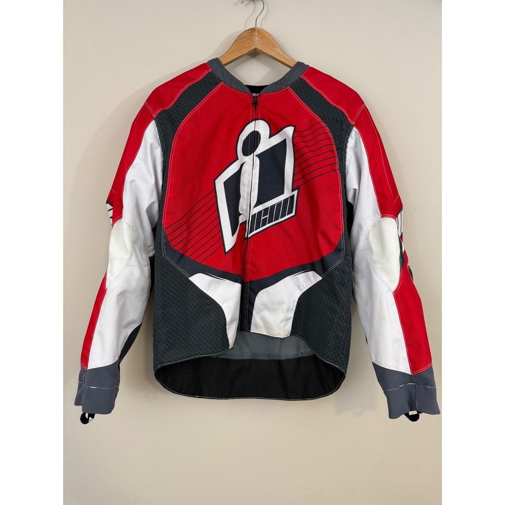 Icon Overlord 2 Motorcycle Armored Jacket Riding Red Black White Biker Men Large